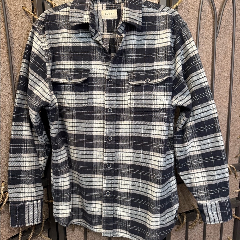 Jachs Black and White Plaid flannel Men's Shirt
